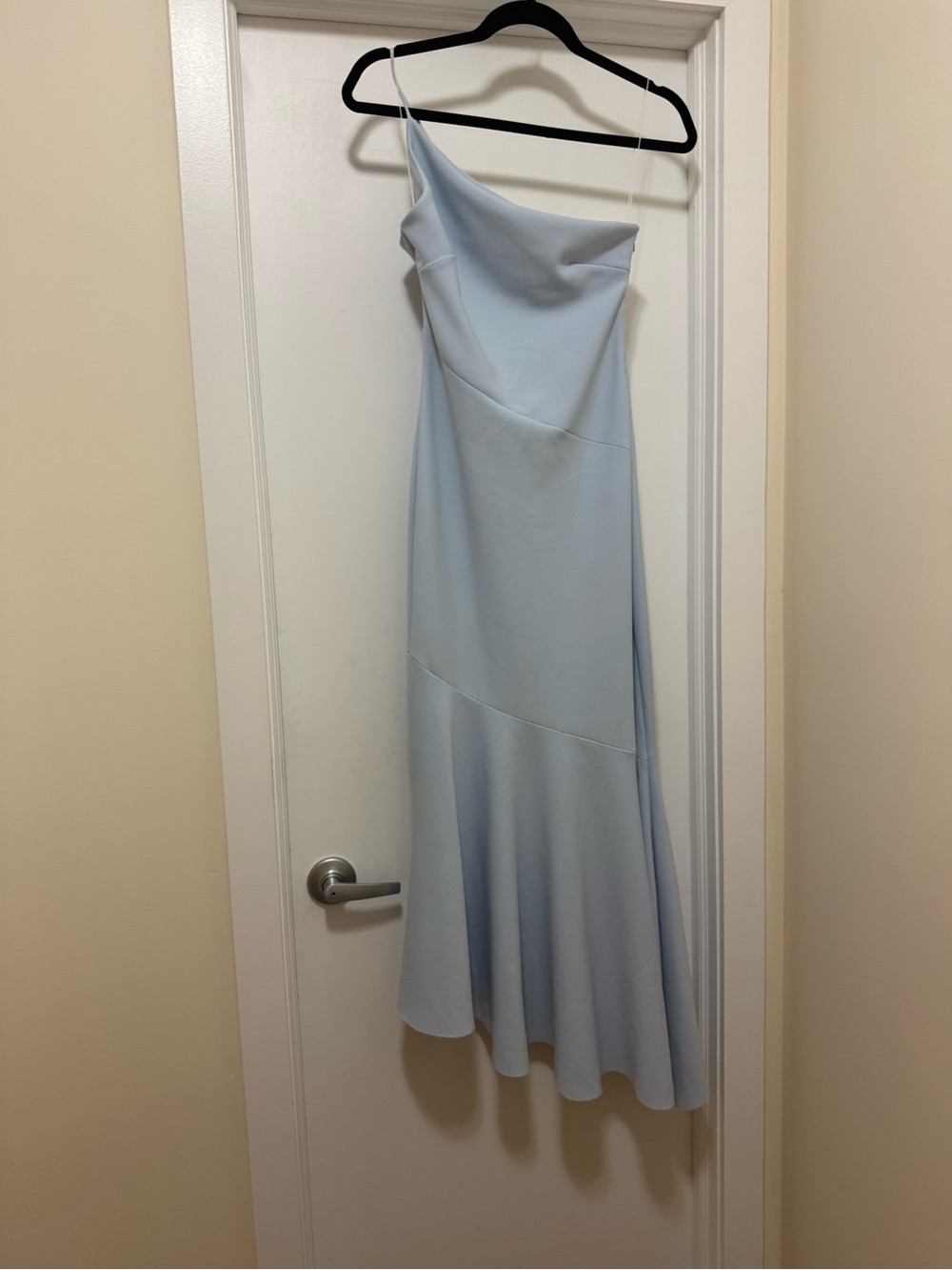 Asymmetric One-Shoulder Light Blue Evening Dress - Picture 5 of 7